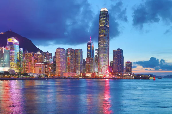 Mayıs 2021 Merkez Sahili Hong Kong Gece Manzarası — Stok fotoğraf