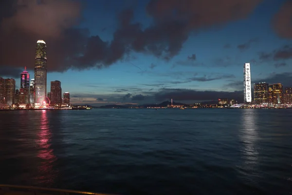 Maio 2021 Hong Kong Noite Vista Porto Victoria — Fotografia de Stock