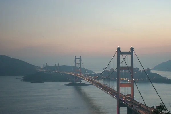 Julho 2005 Hong Kong Bridgeit Belo Tsing Bridge Pôr Sol — Fotografia de Stock