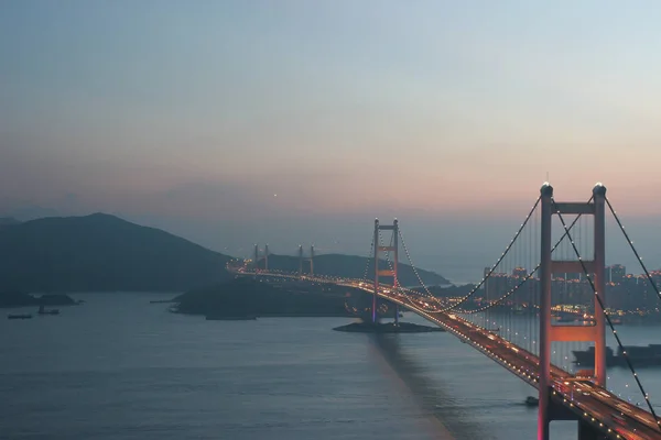 Julho 2005 Hong Kong Bridgeit Belo Tsing Bridge Pôr Sol — Fotografia de Stock