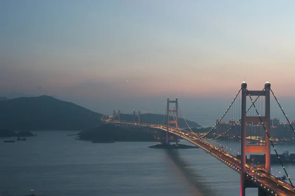 Julho 2005 Hong Kong Bridgeit Belo Tsing Bridge Pôr Sol — Fotografia de Stock