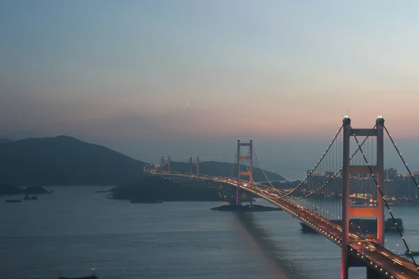 Julho 2005 Hong Kong Bridgeit Belo Tsing Bridge Pôr Sol — Fotografia de Stock