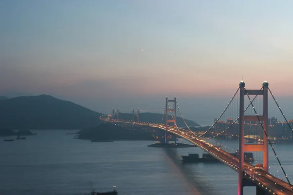 Julho 2005 Hong Kong Bridgeit Belo Tsing Bridge Pôr Sol — Fotografia de Stock