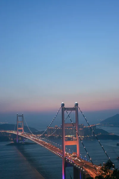 Julho 2005 Bela Ponte Tsing Pôr Sol Hong Kong — Fotografia de Stock