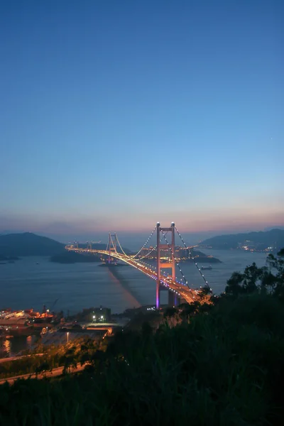 Juli 2005 Schöne Nächtliche Szenen Der Tsing Brücke Hongkong — Stockfoto