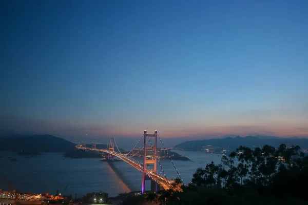 Juli 2005 Schöne Nächtliche Szenen Der Tsing Brücke Hongkong — Stockfoto