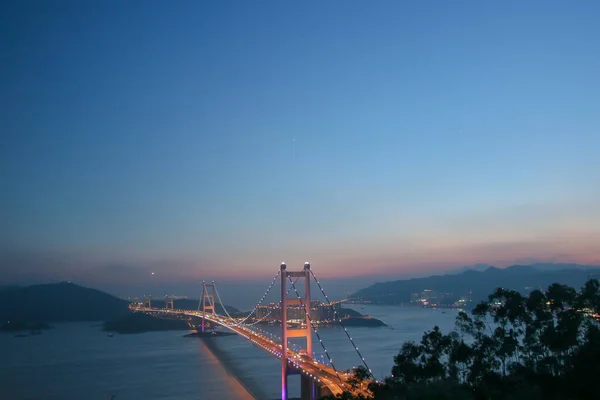 Juli 2005 Schöne Nächtliche Szenen Der Tsing Brücke Hongkong — Stockfoto