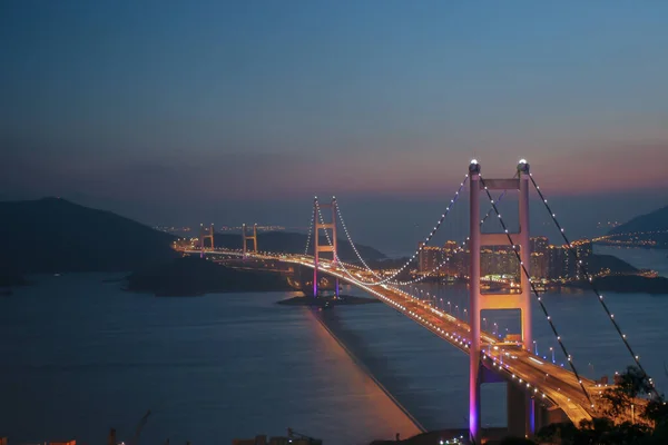 Julho 2005 Bela Ponte Tsing Pôr Sol Hong Kong — Fotografia de Stock