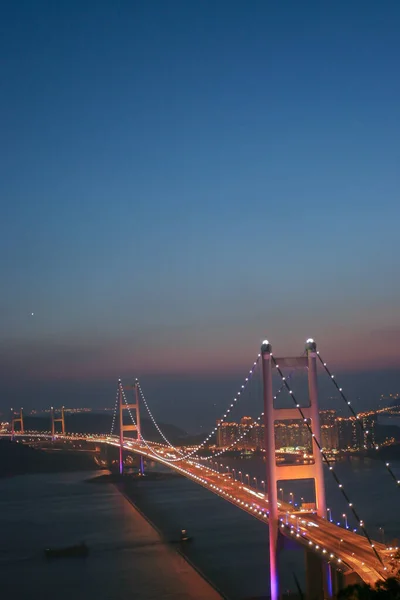 Juli 2005 Vacker Tsing Bridge Vid Solnedgången Hongkong — Stockfoto