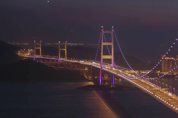 July 2005 Tsing Bridge Hong Kong Night — Stock Photo, Image