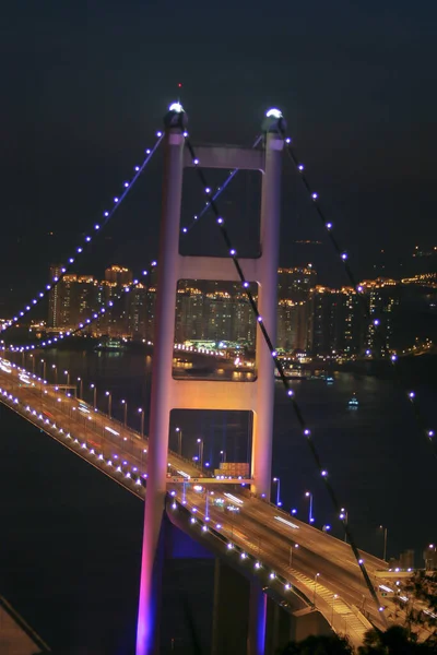 Julio 2005 Close Puente Tsing Vista Nocturna — Foto de Stock