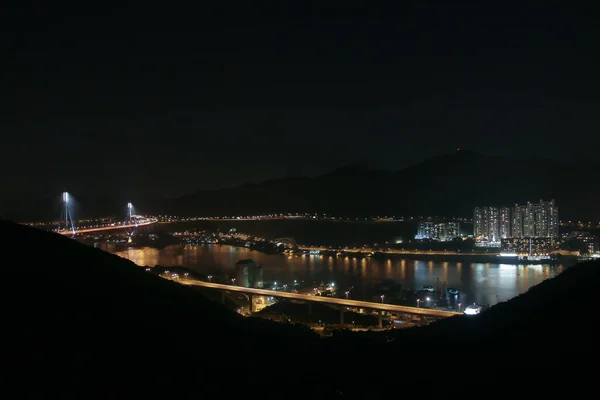 Julho 2005 Hong Kong Ting Kau Bridge Noite — Fotografia de Stock