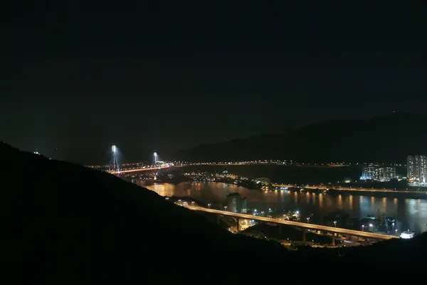 Julho 2005 Hong Kong Ting Kau Bridge Noite — Fotografia de Stock