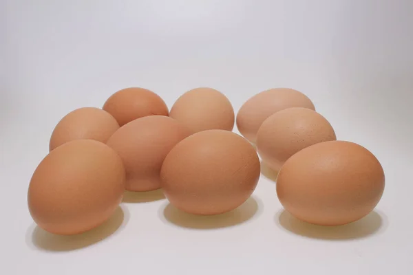 Pile Raw Brown Chicken Eggs Side View — Stock Photo, Image