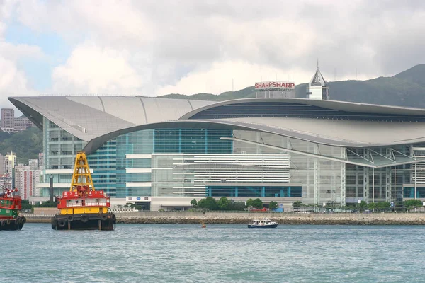 stock image 25 June 2005 Victoria harbour and Convention Center, Hong Kong, China