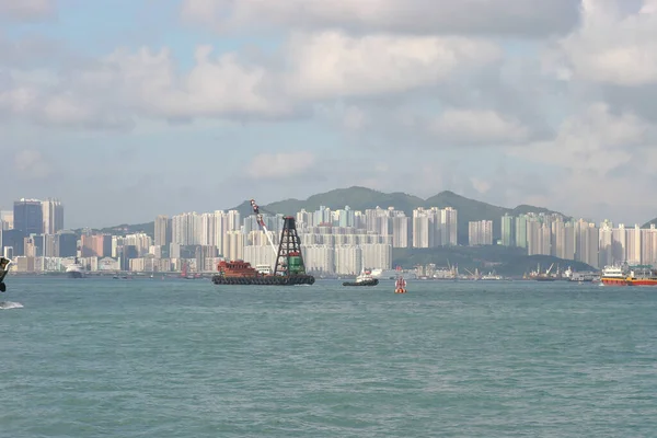 2005 Június Hong Kong Városképe Délután Victoria Harbour Felett — Stock Fotó