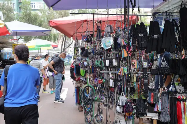 Junho 2021 Multidão Mercado Rua Apliu Sham Shui — Fotografia de Stock