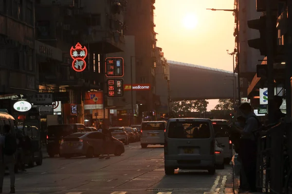 Sunset Street Midtown Shek Tong Tsui April 2021 — Stock Photo, Image