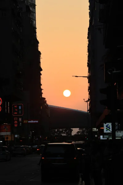 Sunset Street Midtown Shek Tong Tsui April 2021 — Stock Photo, Image