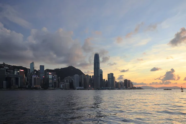 Mayıs 2021 Günbatımında Victoria Limanı Hong Kong — Stok fotoğraf