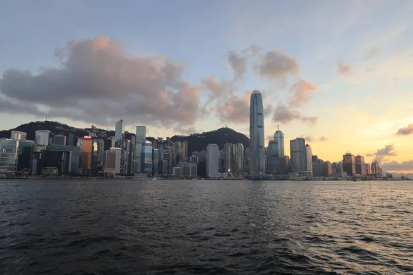 Mayo 2021 Victoria Harbour Atardecer Hong Kong —  Fotos de Stock