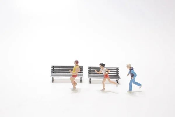Mini Futó Figura Mini Világ Szórakoztatása — Stock Fotó