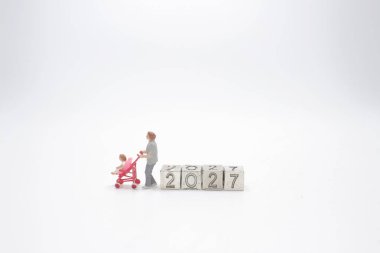 mother with a Baby Stroller, new year planning Concept 