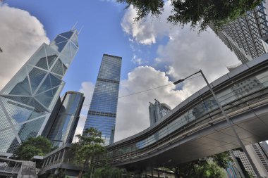 18 Haziran 2021 Orta Hong Kong 'daki Modern ofis binaları