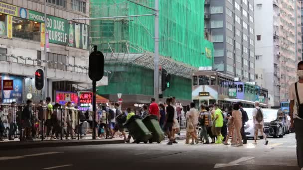 Ιουνίου 2021 Hong Kong Cityscape Θέα Διάσημα Τραμ Στην Περιοχή — Αρχείο Βίντεο