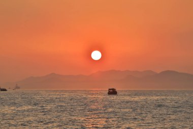 Kennedy Town, Belcher Bay, Hong Kong manzaralı.