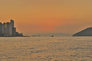 Kennedy Town, Belcher Bay, Hong Kong manzaralı.