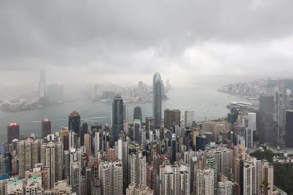 Jue 2021 Ver Edificio Skyline Con Tormenta Temporada Lluvias Victoria —  Fotos de Stock