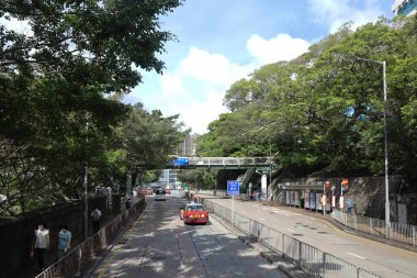 11 Jue 2021 Queen 's Road' un doğu Hong Kong yolu manzarası.