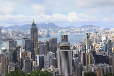 11 Haziran 2021 Hong Kong şehri Wan Chai Geçidi manzaralı.