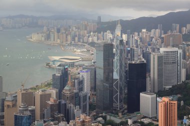 11 Jue 2021 Hong Kong Adası Merkez Panoramik Manzarası