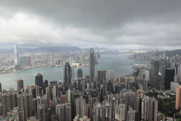 Jue 2021 Hong Kong Skyline Από Victoria Peak Στο Χονγκ — Φωτογραφία Αρχείου