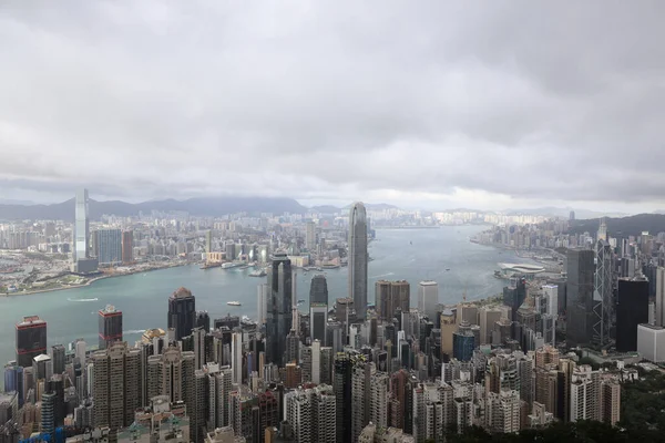 Jue 2021 Hong Kong Skyline Από Victoria Peak Στο Χονγκ — Φωτογραφία Αρχείου