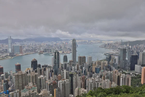 Jue 2021 Hong Kong Skyline Από Victoria Peak Στο Χονγκ — Φωτογραφία Αρχείου