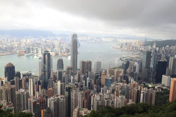 Jue 2021 Bulut Günü Nde Hong Kong Skyline — Stok fotoğraf