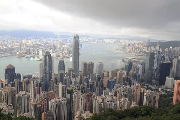 Jue 2021 Bulut Günü Nde Hong Kong Skyline — Stok fotoğraf