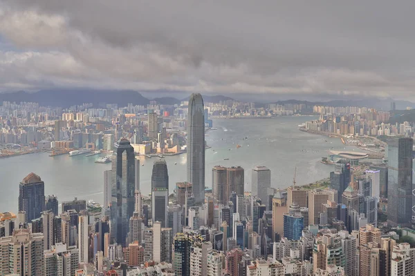 Jue 2021 Hong Kong Skyline Την Ημέρα Σύννεφο — Φωτογραφία Αρχείου