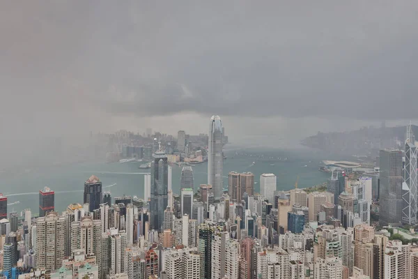 Jue 2021 Ver Edificio Skyline Con Tormenta Temporada Lluvias Victoria —  Fotos de Stock