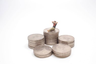 Mini figür, emeklilik planı, hayat sigortası konsepti