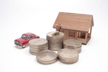 Mini figür, emeklilik planı, hayat sigortası konsepti