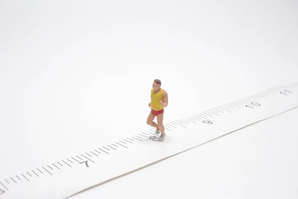 Sport Fitness Concept Close Man Runner Miniature Figure People Running — Stock Photo, Image