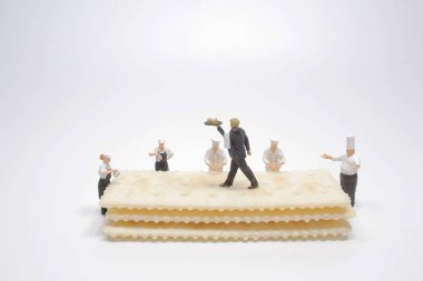 the fun of mini Chef making biscuit at white board