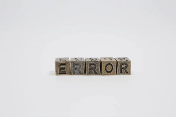 Erro Cubo Com Letras Sinal Com Cubos Metal — Fotografia de Stock