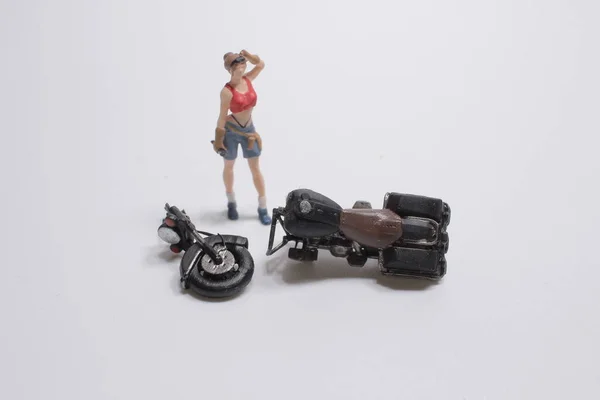Mini Figure Repairing Motorcycle — Foto de Stock