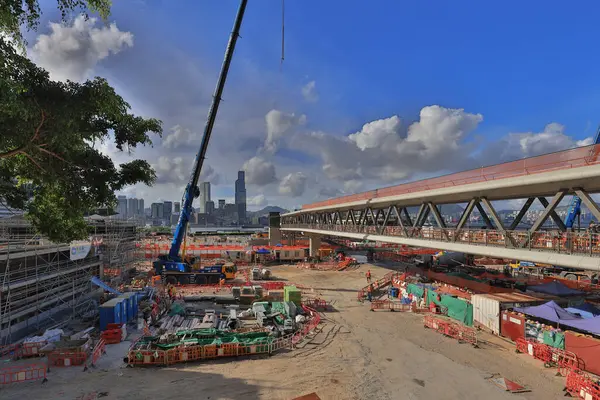 July 2021 Exhibition Centre Station Construction Wan Chai Ferry Pier — Stock fotografie