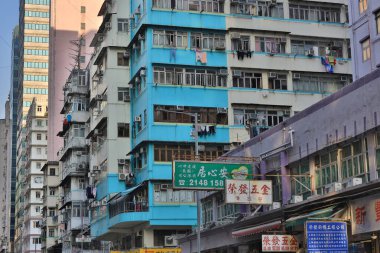 15 Ocak 2021 Mong Kok, Hong Kong 'daki konut binaları